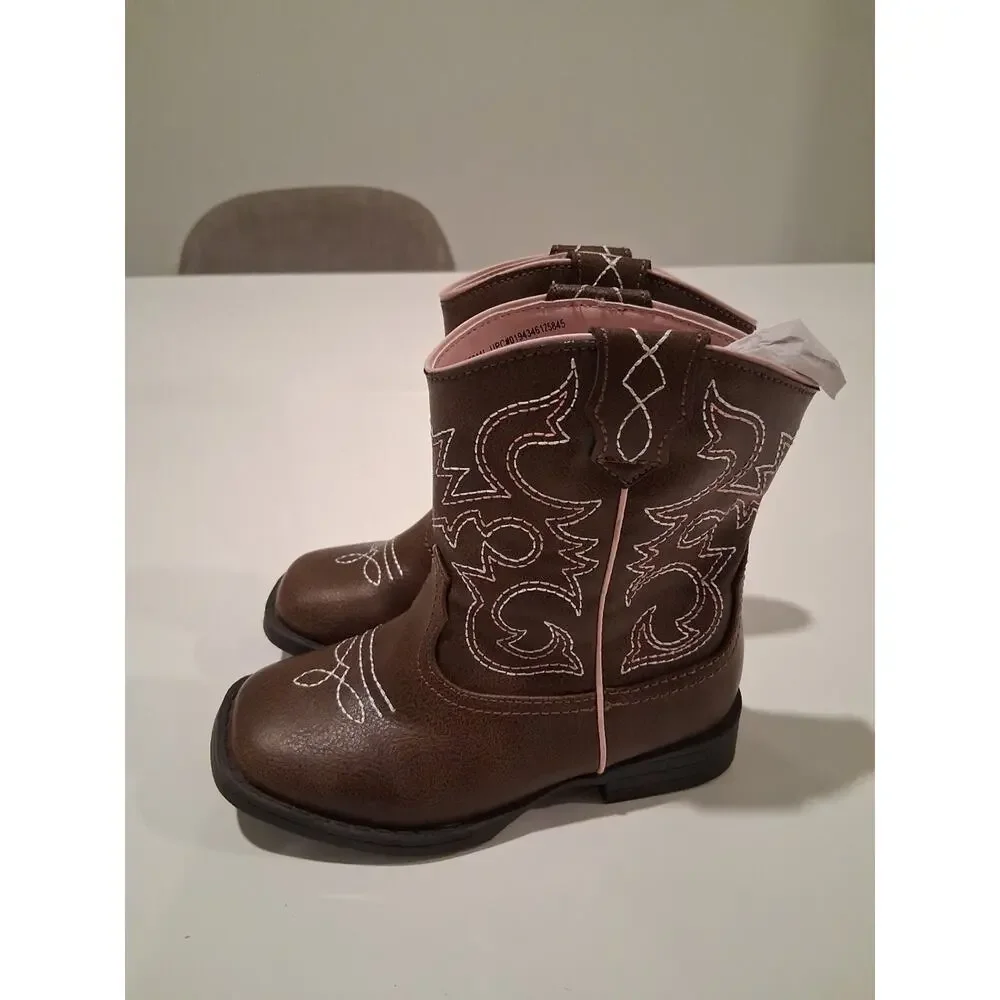 Wonder Nation Girl's Brown Western Cowboy Boots Size 9C